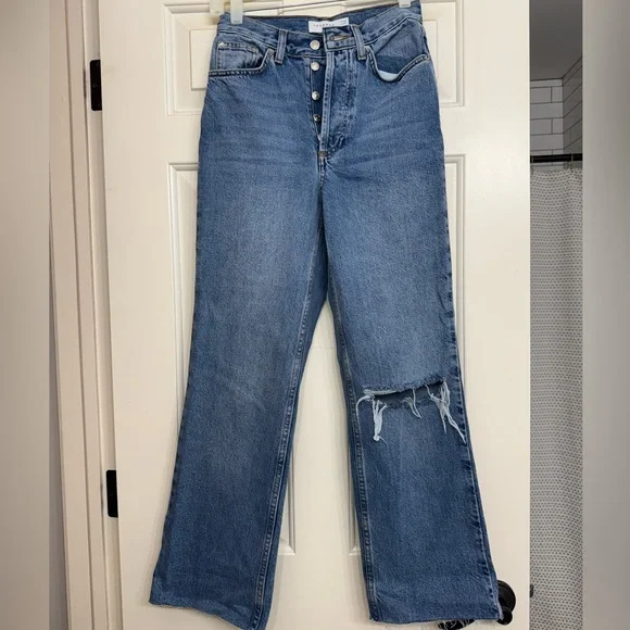 Topshop Classic Blue Wide Leg Jeans - Picture 1 of 4